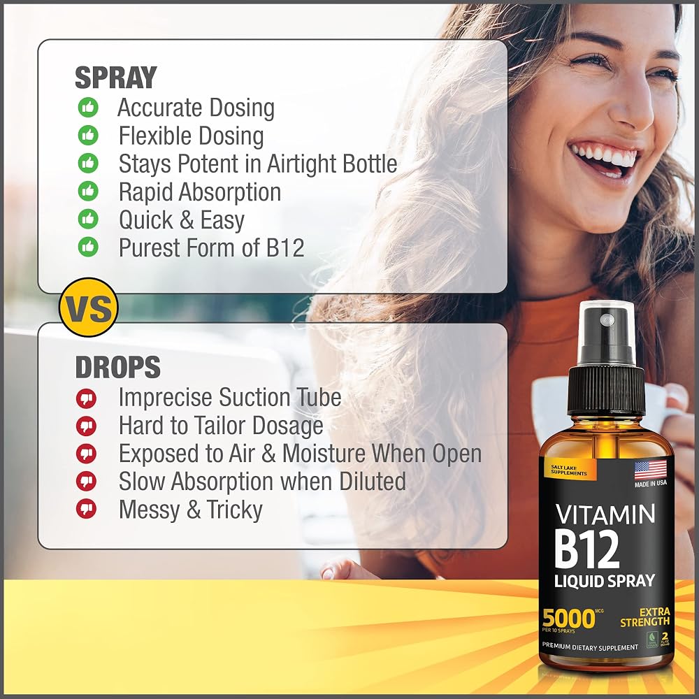 Salt Lake Supplements Liquid B12 Spray 5000 mcg Methylcobalamin - 2 Pack - image 3