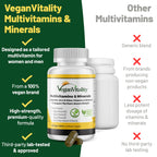 Vegan Vitality Multivitamin for Women & Men - 180 Tablets - image 3