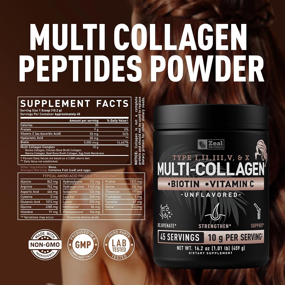 Zeal Naturals Premium Multi Collagen Peptides Protein Powder - image 3