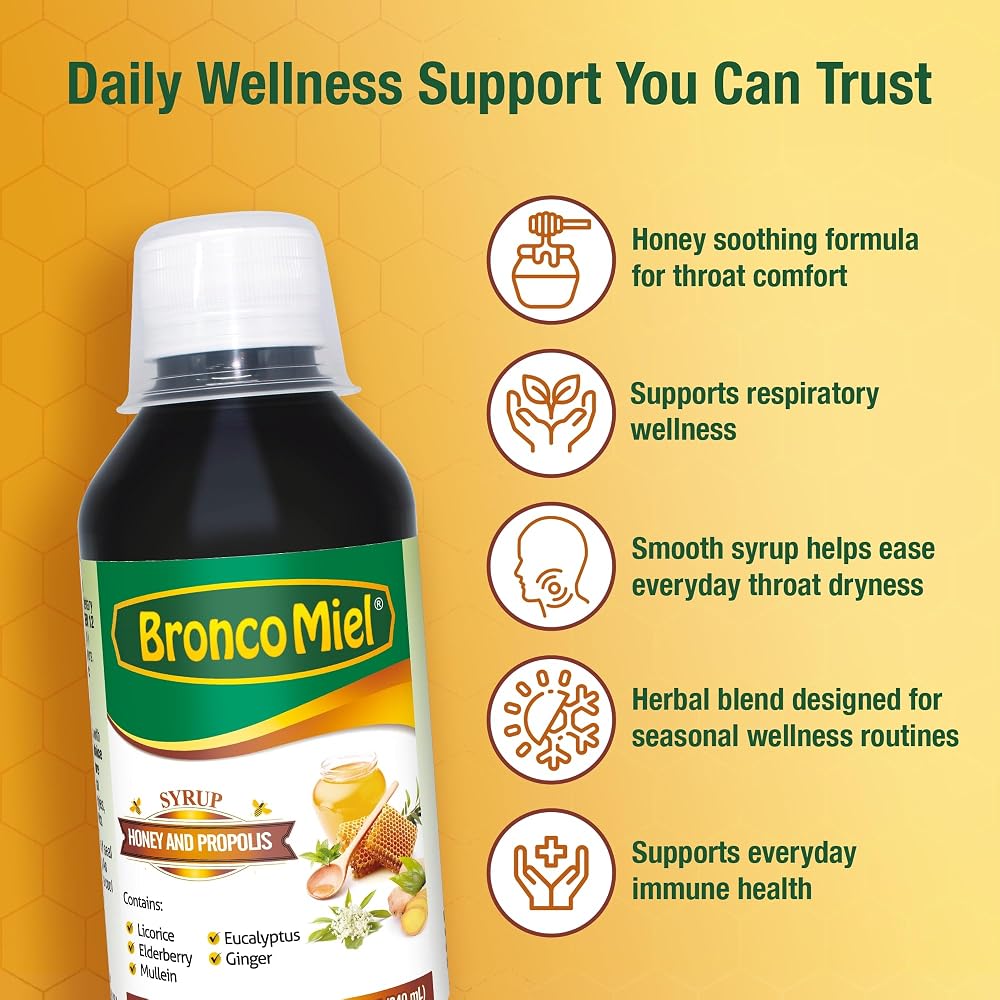 BroncoMiel Honey Propolis & Elderflower Syrup Immune Support - 8 fl oz - image 2