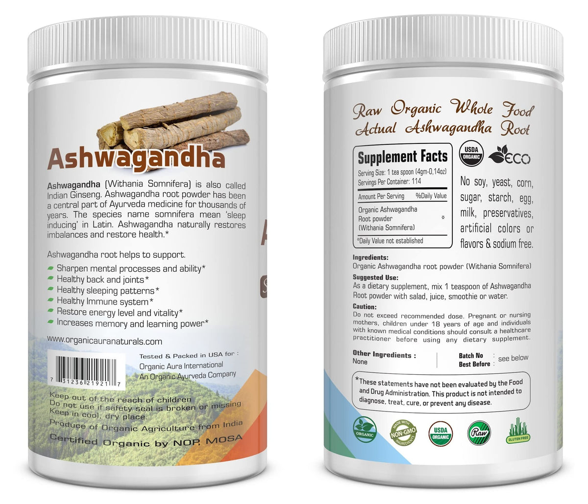 Organic Aura International Ashwagandha Root Powder - 16 Ounce - image 2