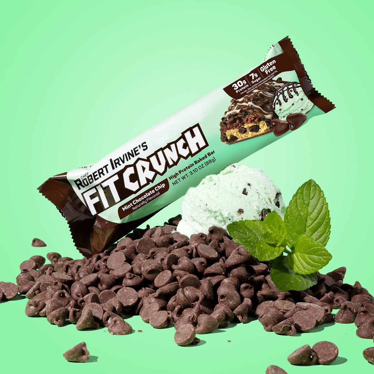 Fit Crunch Full Size Protein Bar Mint Chocolate Chip - 12 Bars - image 3