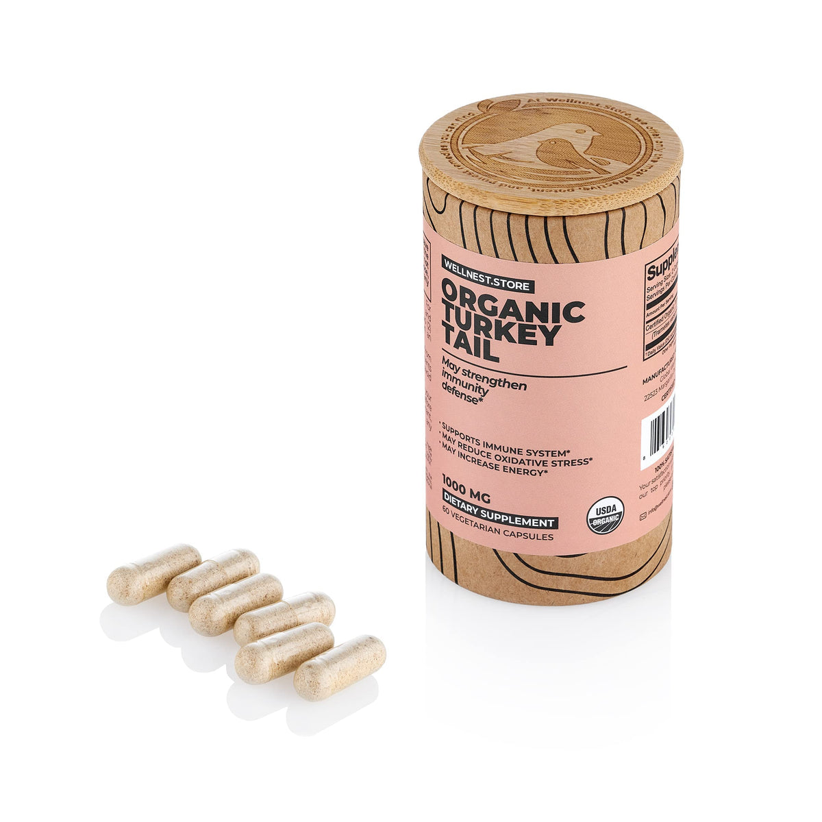 Wellnest.Store Turkey Tail Organic Mushroom Capsules (Trametes