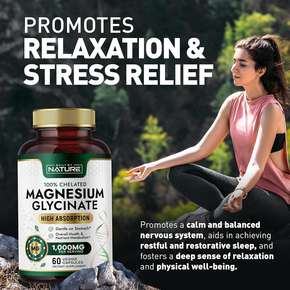 Built By Nature Magnesium Glycinate 1000mg Supplement