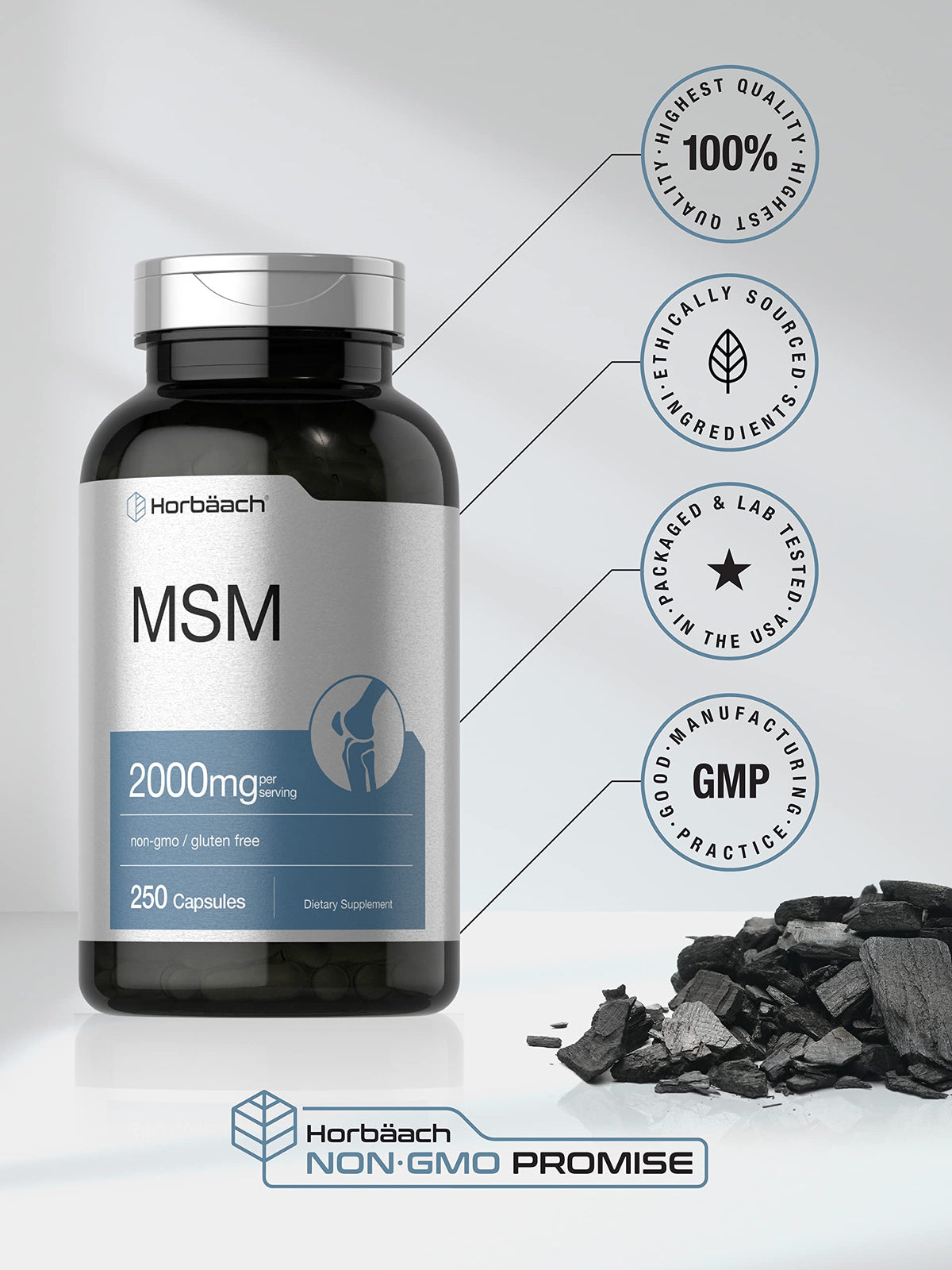 Horbäach MSM Methylsulfonylmethane 2000mg - 250 Capsules - image 5