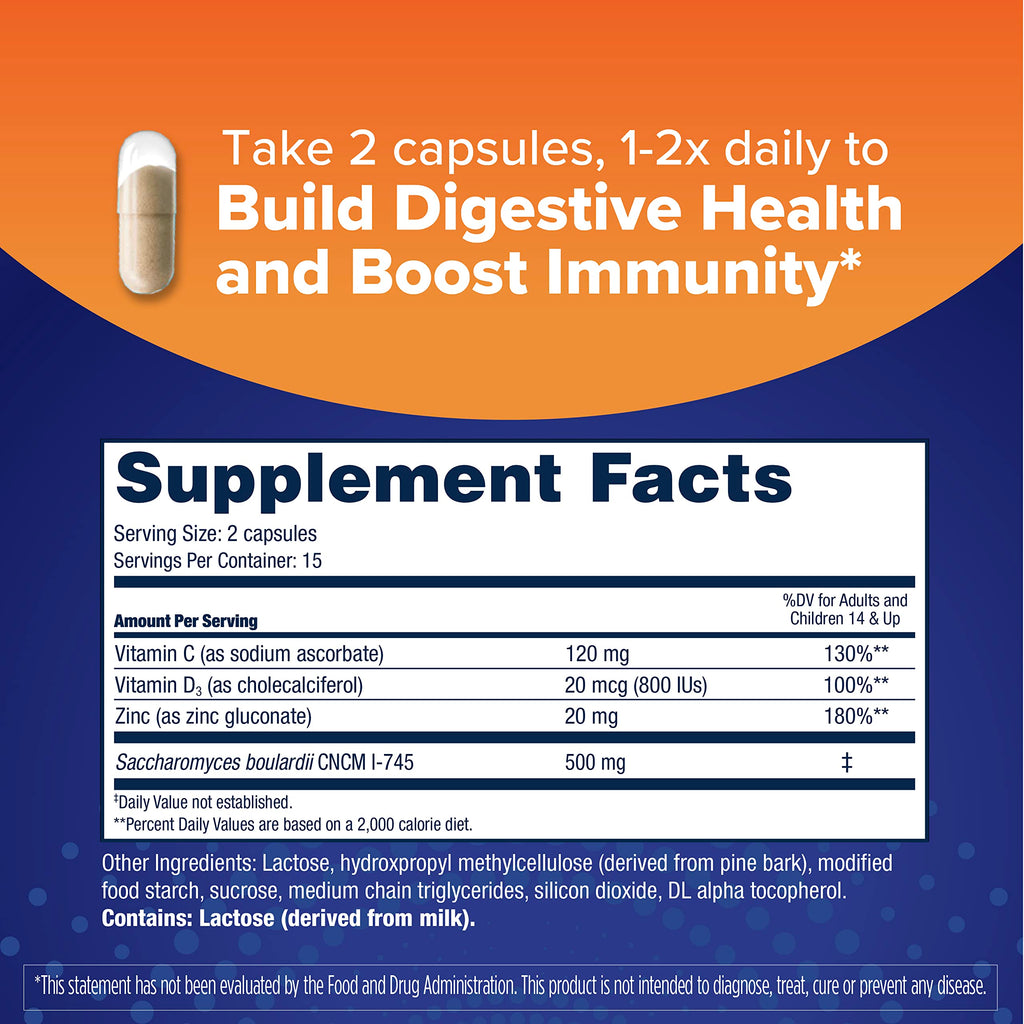 Florastor Advanced Immunity Probiotic - 30 Vegetarian Capsules - image 2
