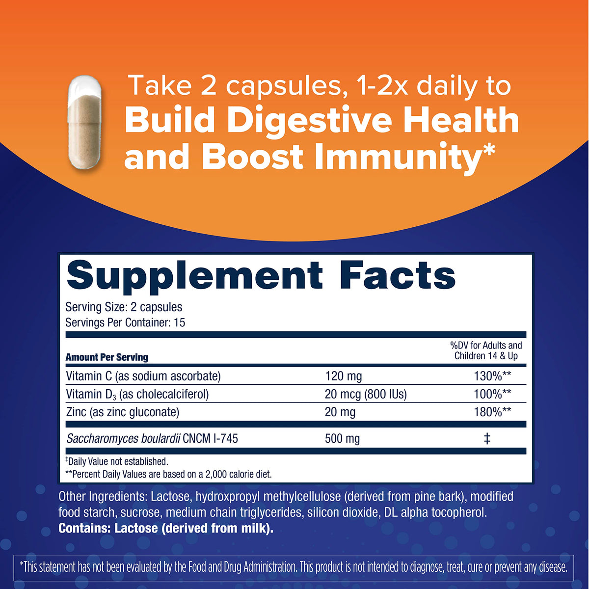 Florastor Advanced Immunity Probiotic - 30 Vegetarian Capsules - image 2