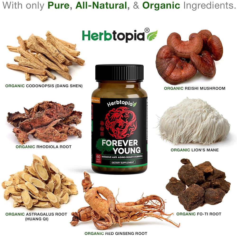 Herbtopia Forever Young Anti Aging Adaptogen Supplement - 60 Vegan Capsules - image 2