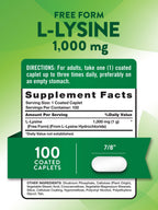 Nature's Truth L-Lysine 1000mg Essential Amino Acid - 100 Caplets - image 2