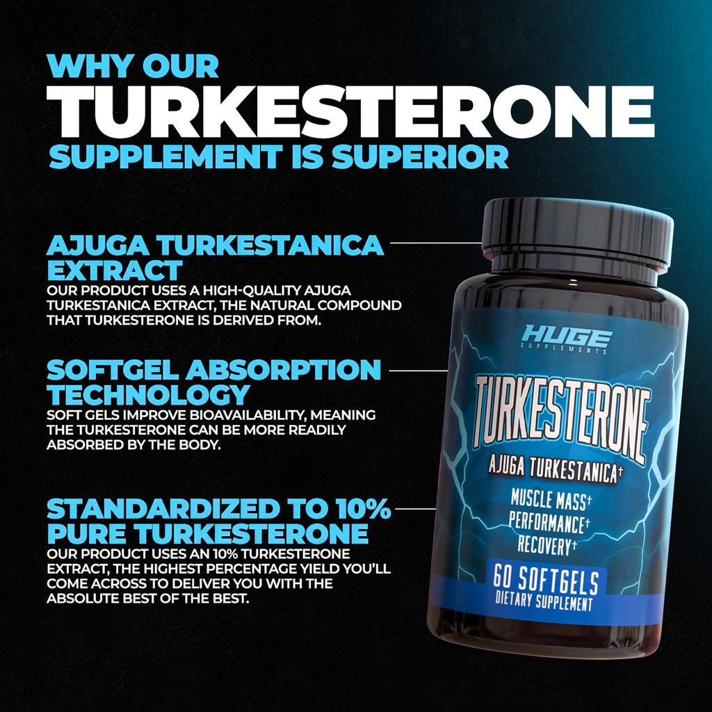 Huge Supplements Turkesterone 500mg Ajuga Extract - 60 Softgels - image 2