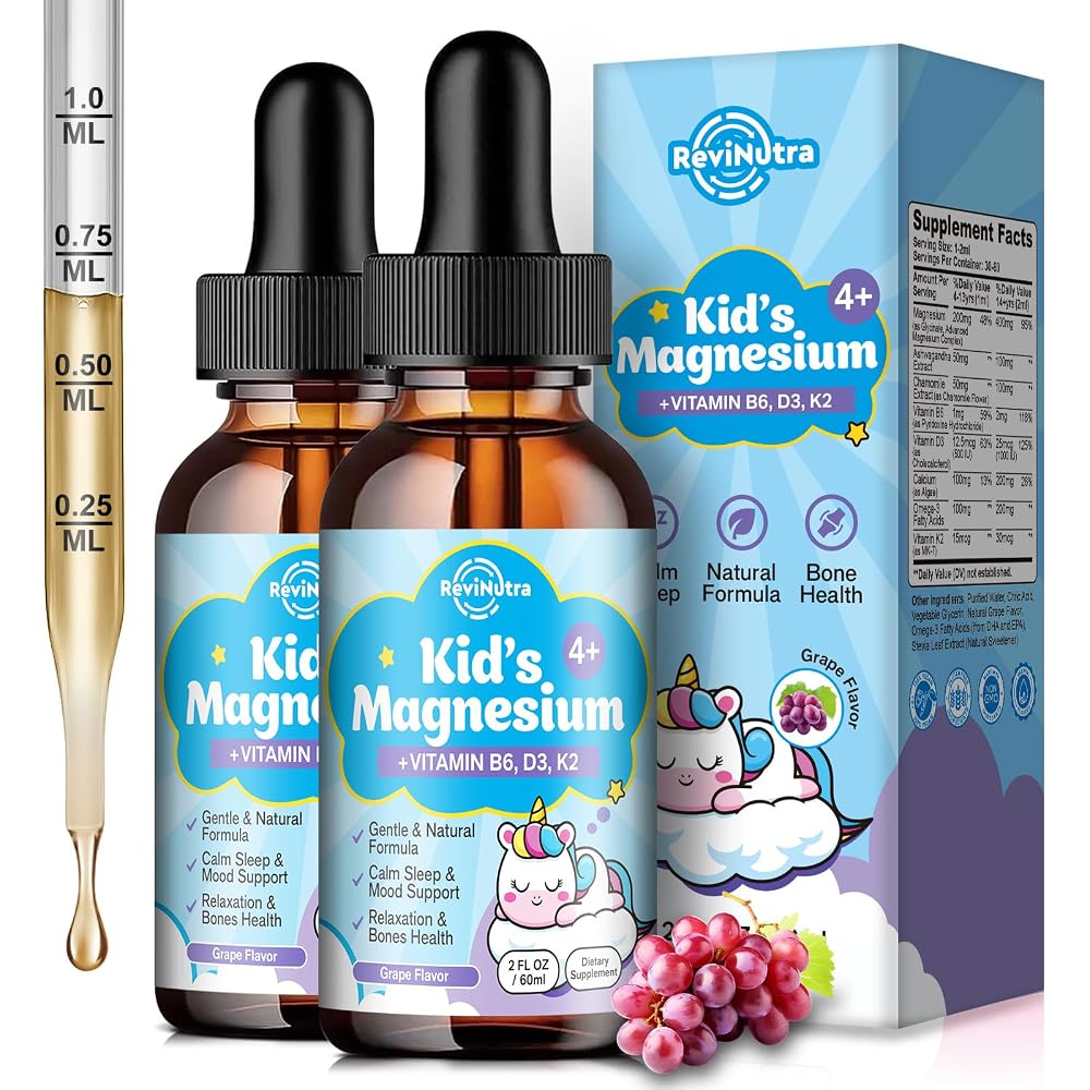 ReviNutra Kids Magnesium Glycinate Liquid Drops with Omega-3