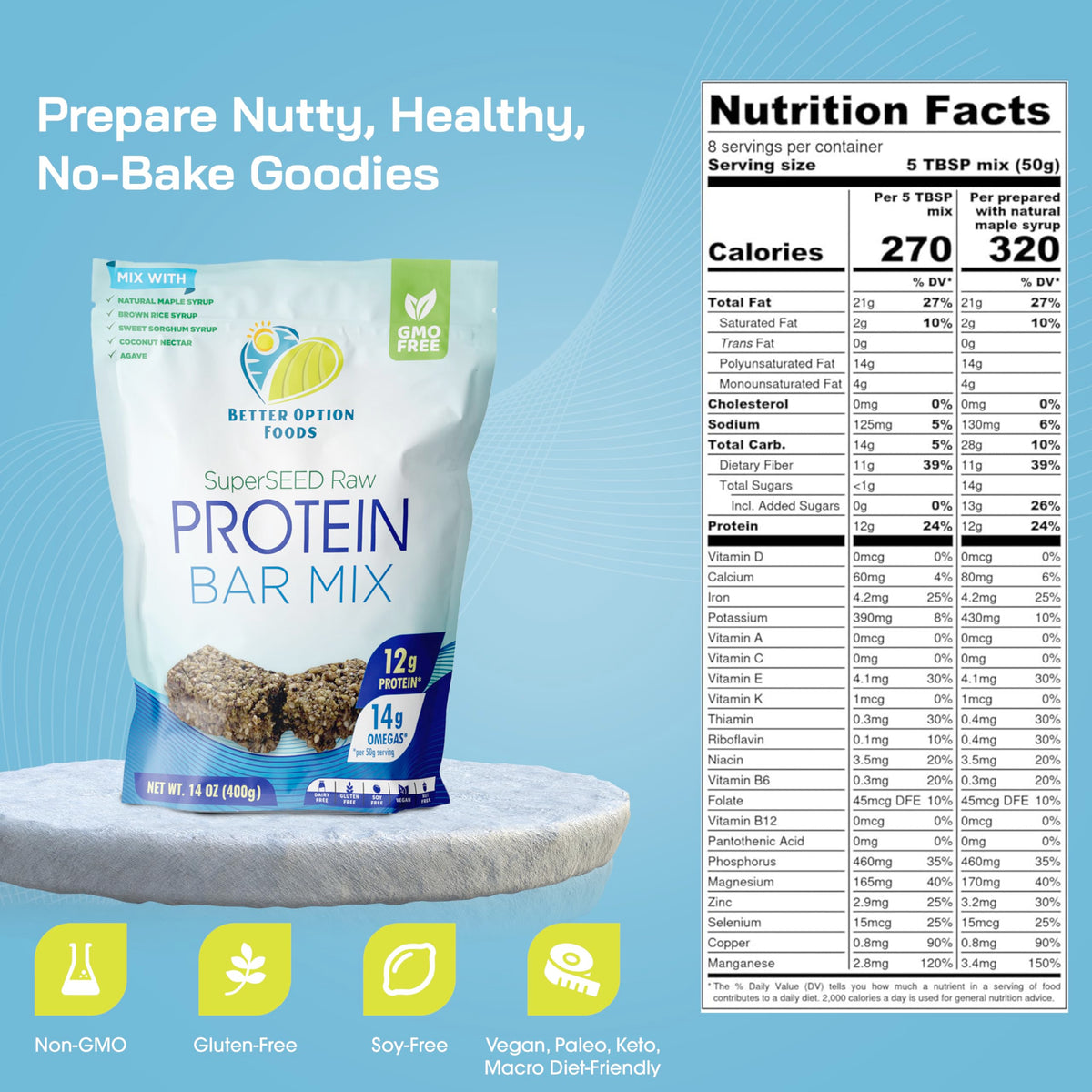 Better Option Foods Raw Protein Bar Mix with Hemp Seeds - 10 oz - image 2