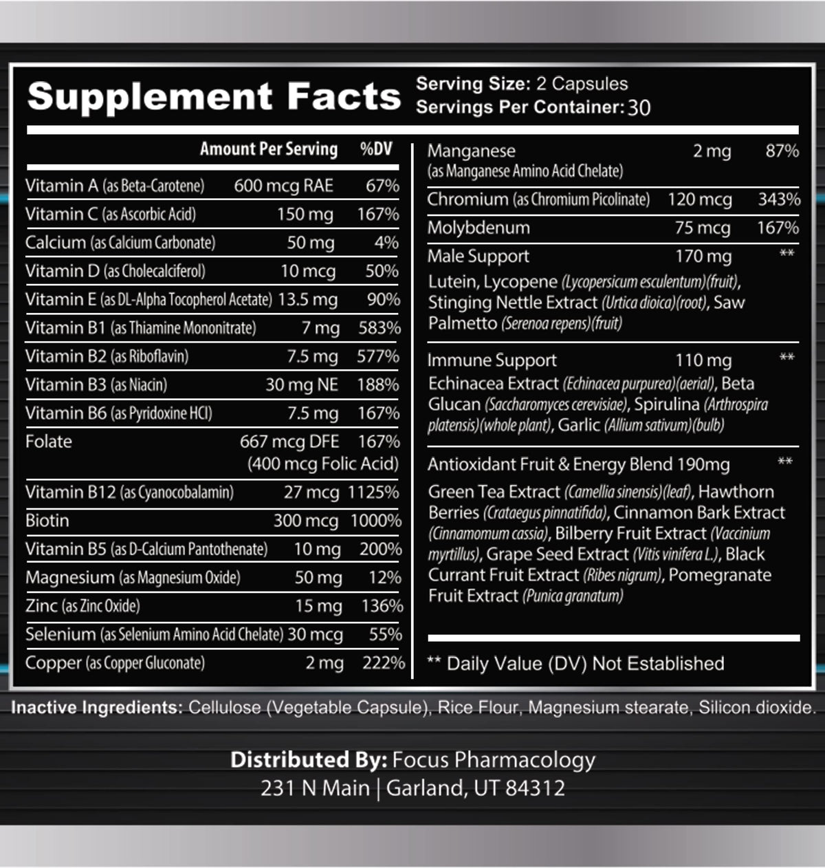 Focus Pharmacology Men's Daily Super Multi-Vitamin - 60 Capsules - image 5