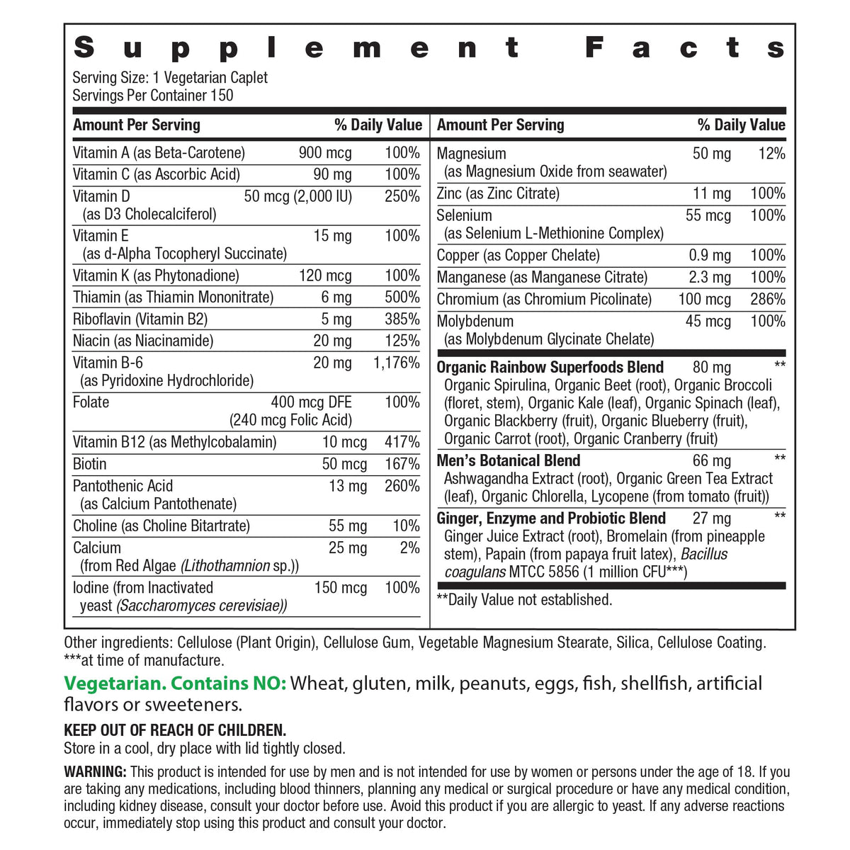 Rainbow Light Men's Multivitamin One+ - 150 Caplets - image 2