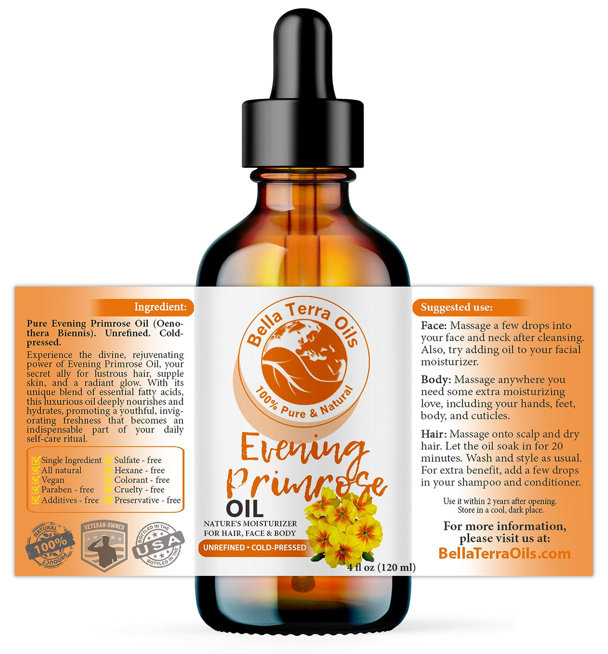 Bella Terra Oils Natural Evening Primrose Oil - 4 Fl Oz - image 2