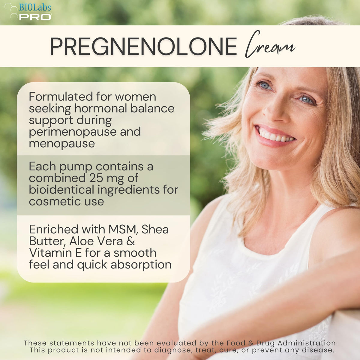 BIOLABS PRO Pregnenolone Bioidentical Cream 2.5% - 3 oz - image 2