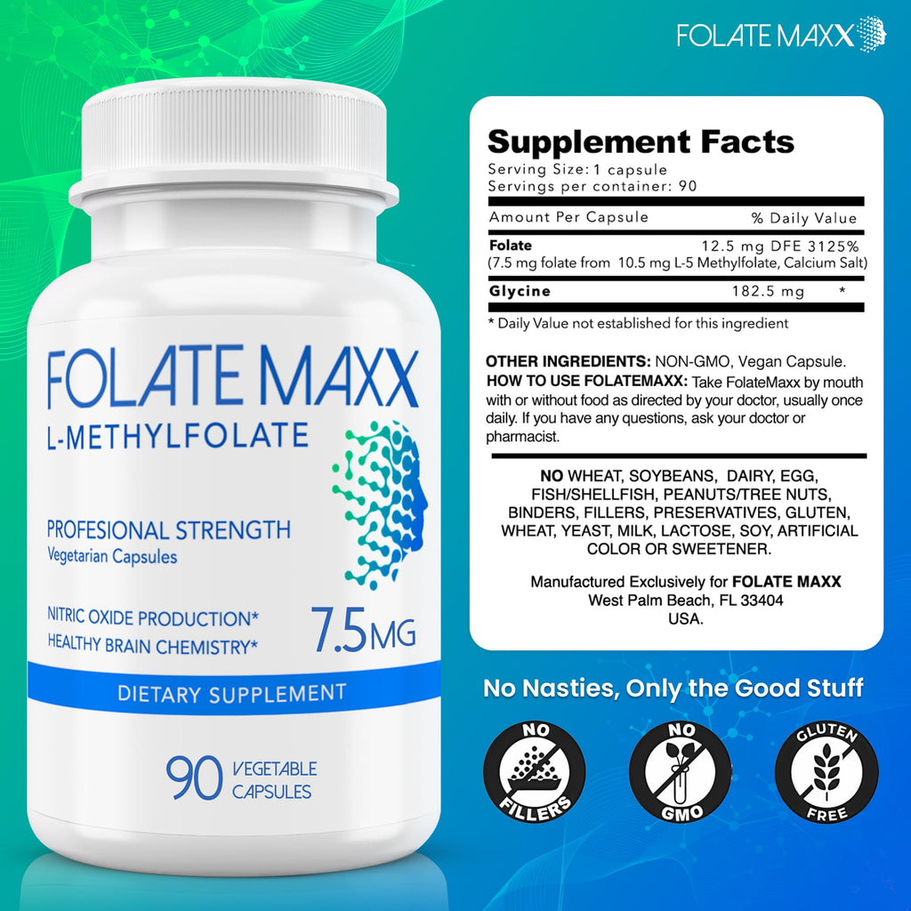 FOLATE MAXX L-Methylfolate 7.5mg - 90 Capsules - image 4
