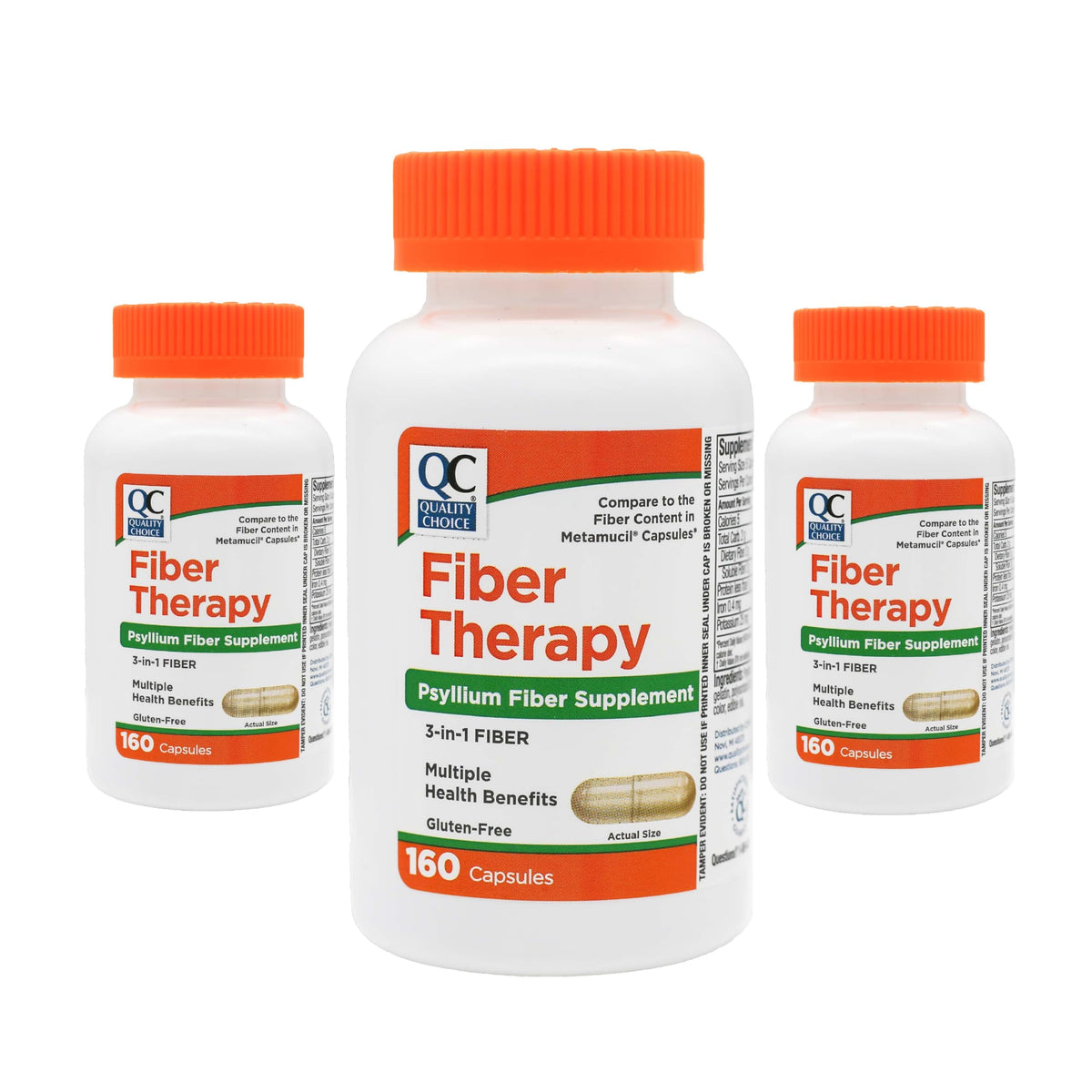 Quality Choice Fiber Capsule Laxative Supplement - 480 Capsules