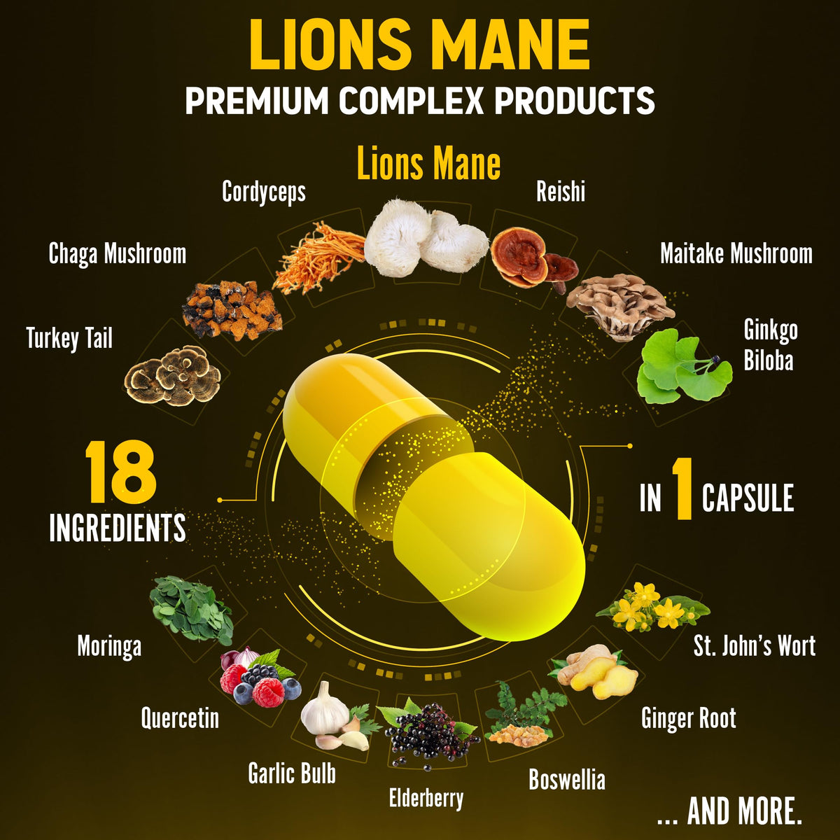 Zolotus Lions Mane Mushroom Complex - 22000mg - 60 90 Capsules