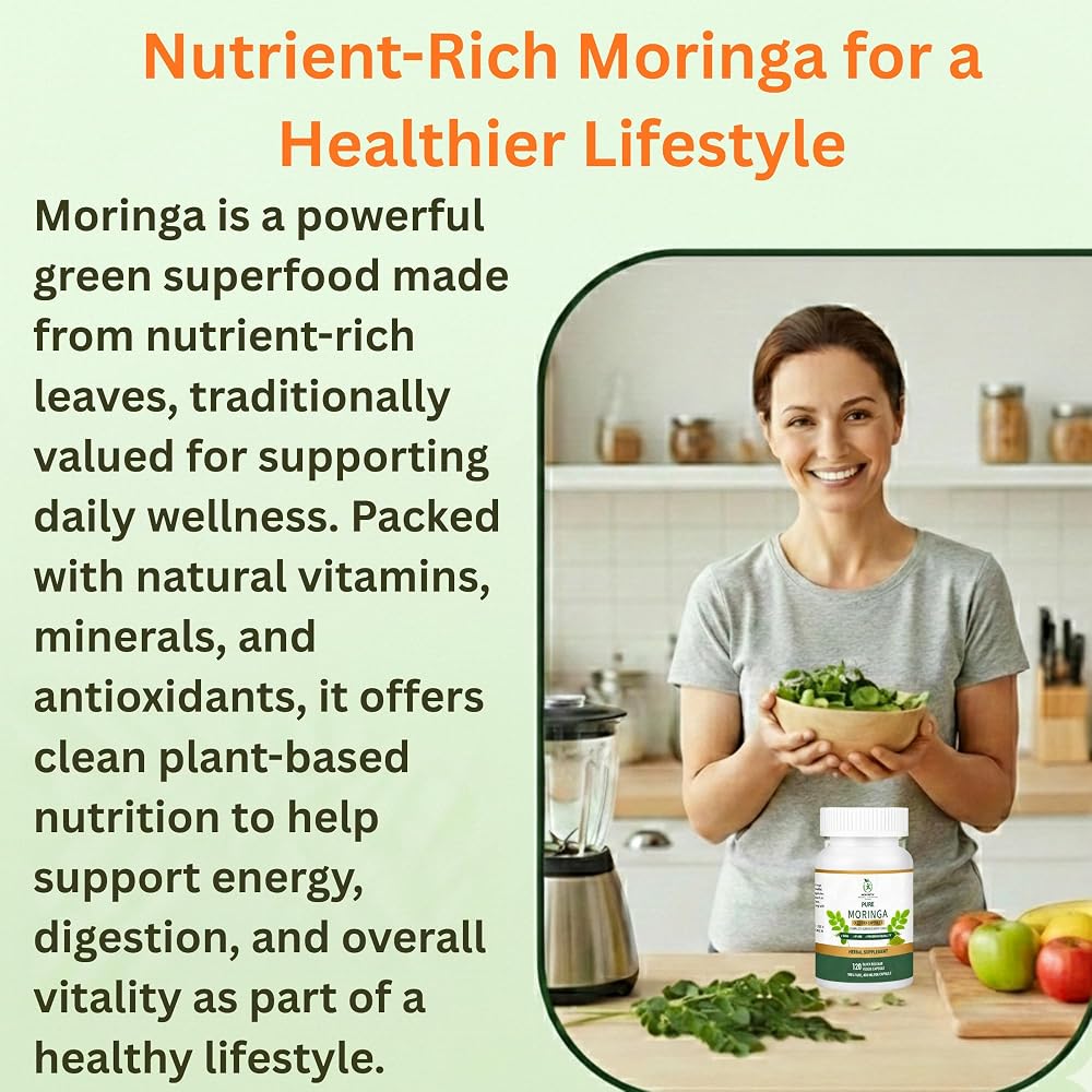 MEDI BOTIC Organic Moringa Capsules 800mg, 3rd Party Tested & Non-GMO