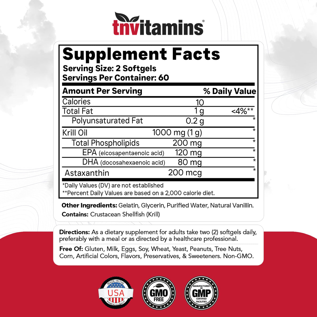 tnvitamins Antarctic Krill Oil Omega 3 1000mg - 120 Softgels - image 2