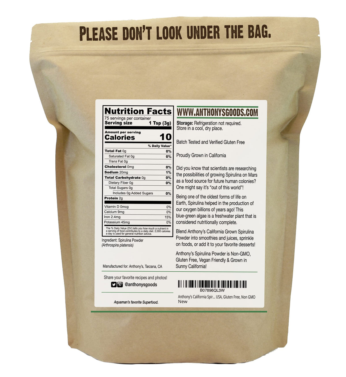 Anthony's California Spirulina Powder - 8 oz - image 2