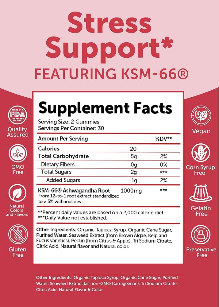 Lunakai USA Made KSM-66 Ashwagandha Gummies for Women & Men