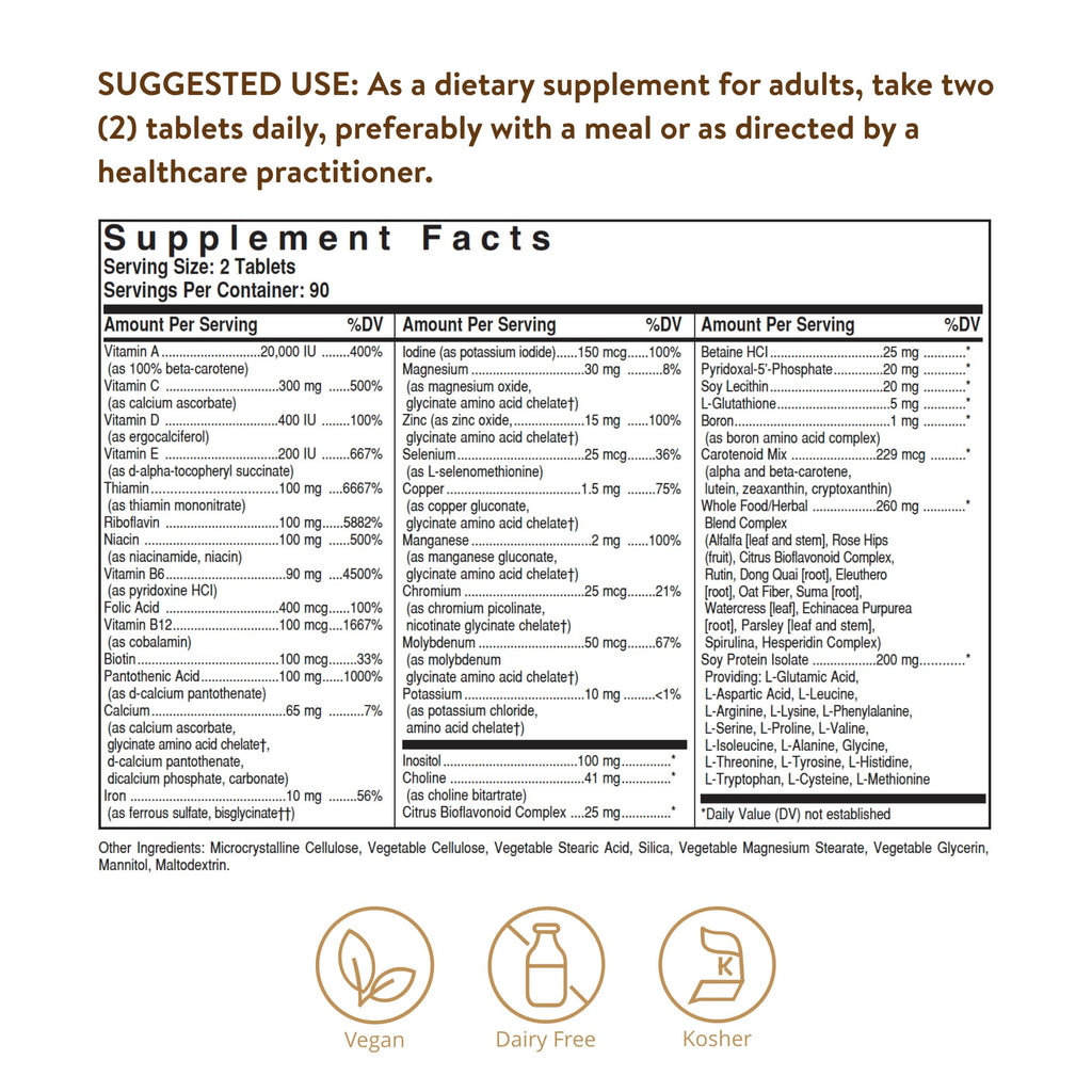 Solgar VM-2000 Multinutrient Multivitamin with Zinc - 180 Tablets - image 2