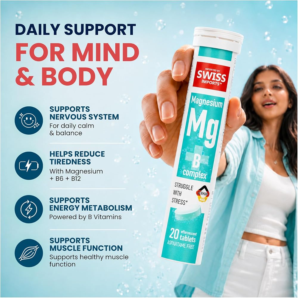 Swiss Imports Effervescent Magnesium + B Complex Dietary Supplement