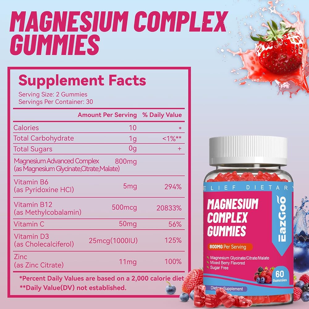 EAZGOO Magnesium Gummies 800mg - Vitamin D3