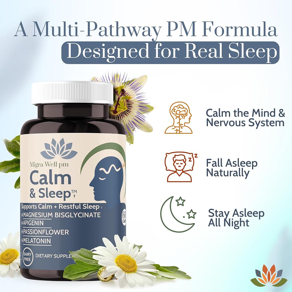 Wellkasa Calm & Sleep Magnesium Bisglycinate Sleep Aid - 60 Capsules - image 3