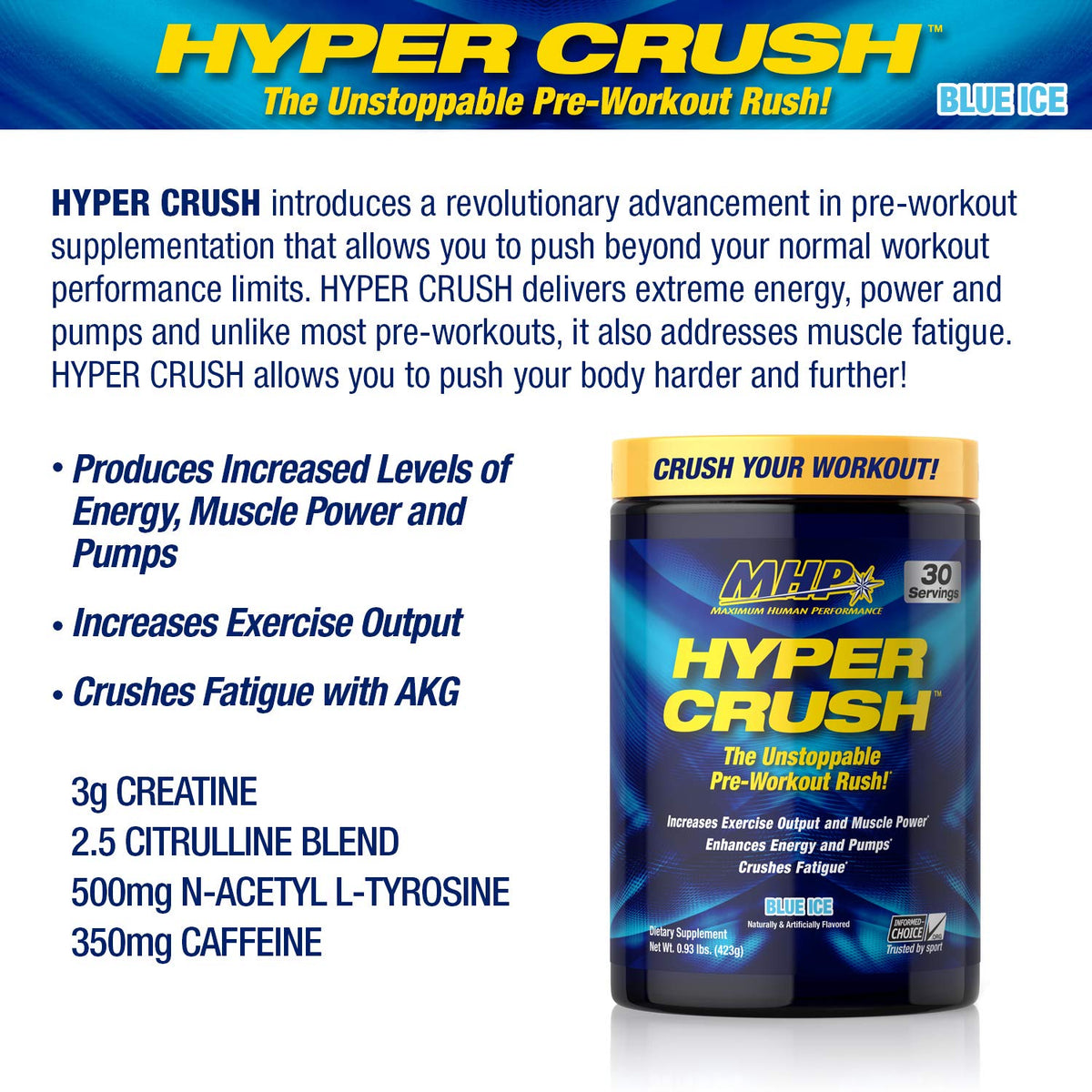 Maximum Human Performance Hyper Crush Pre-Workout Powder - 30 Servings - image 3