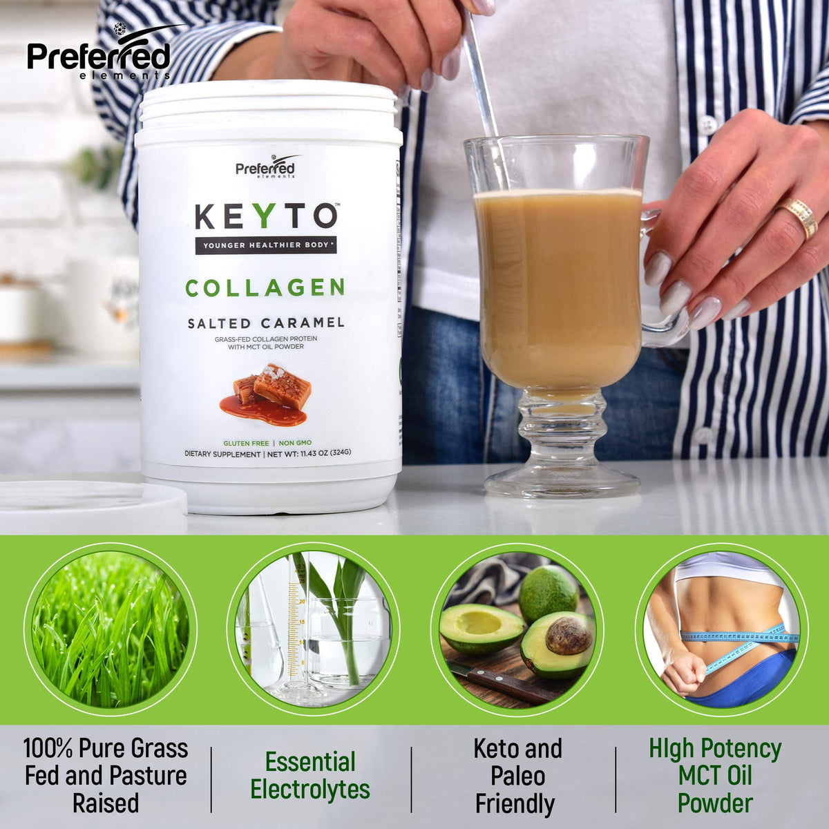 Preferred Elements KEYTO Keto Collagen Protein with MCT Oil Powder - image 2