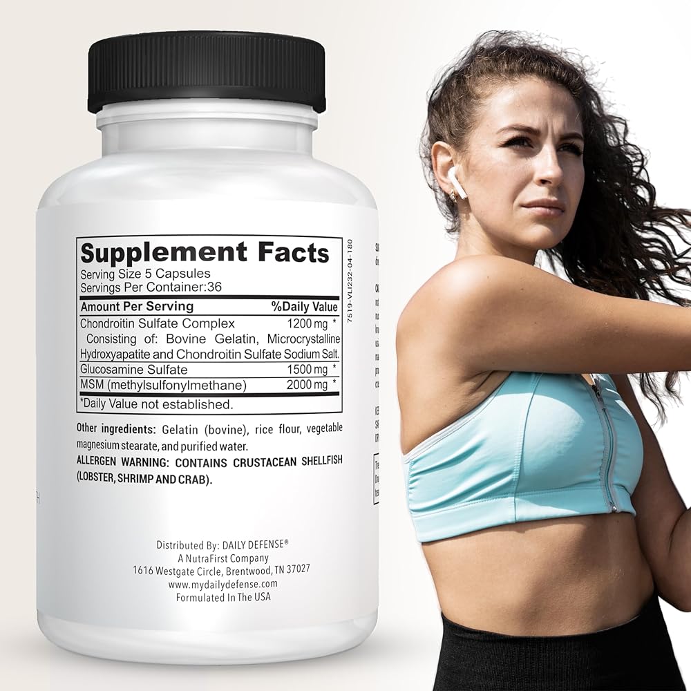 Daily Defense Glucosamine with Chondroitin & MSM Joint Support - 180 Capsules - image 2