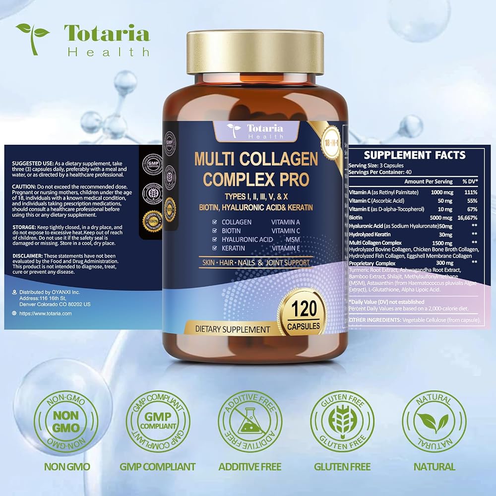 Totaria 18-in-1 Collagen Pro 1500mg Multi-Collagen - 120 Capsules - image 9