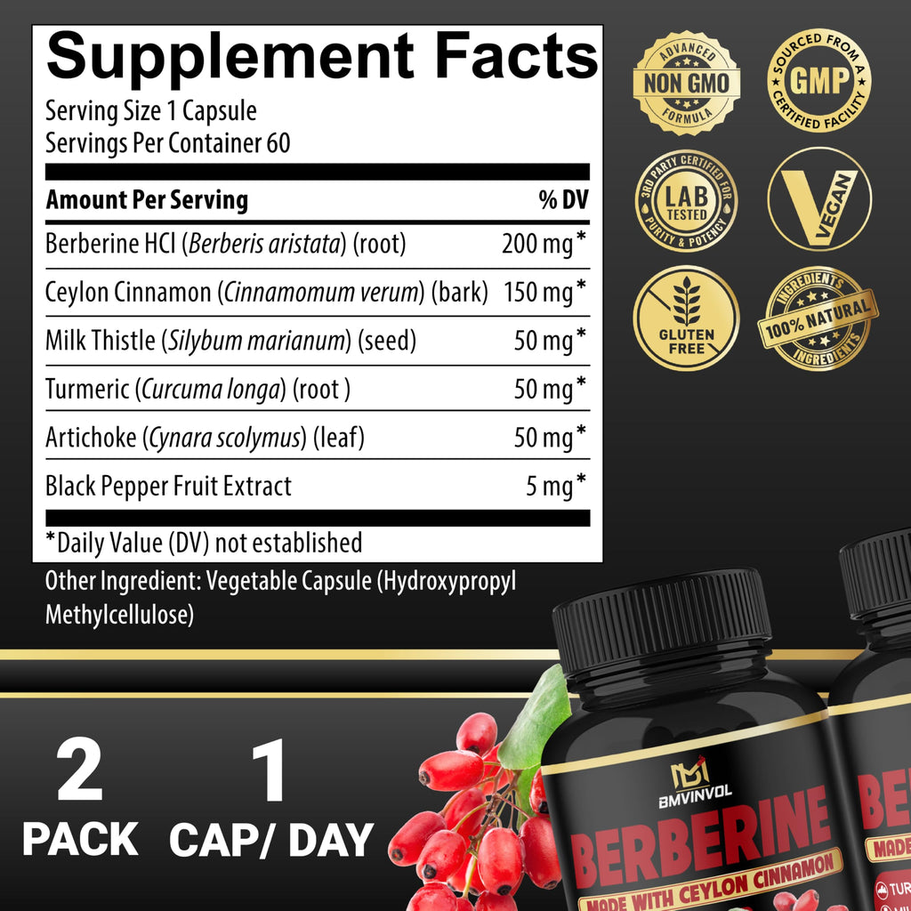 BMVINVOL Berberine Capsules with Ceylon Cinnamon