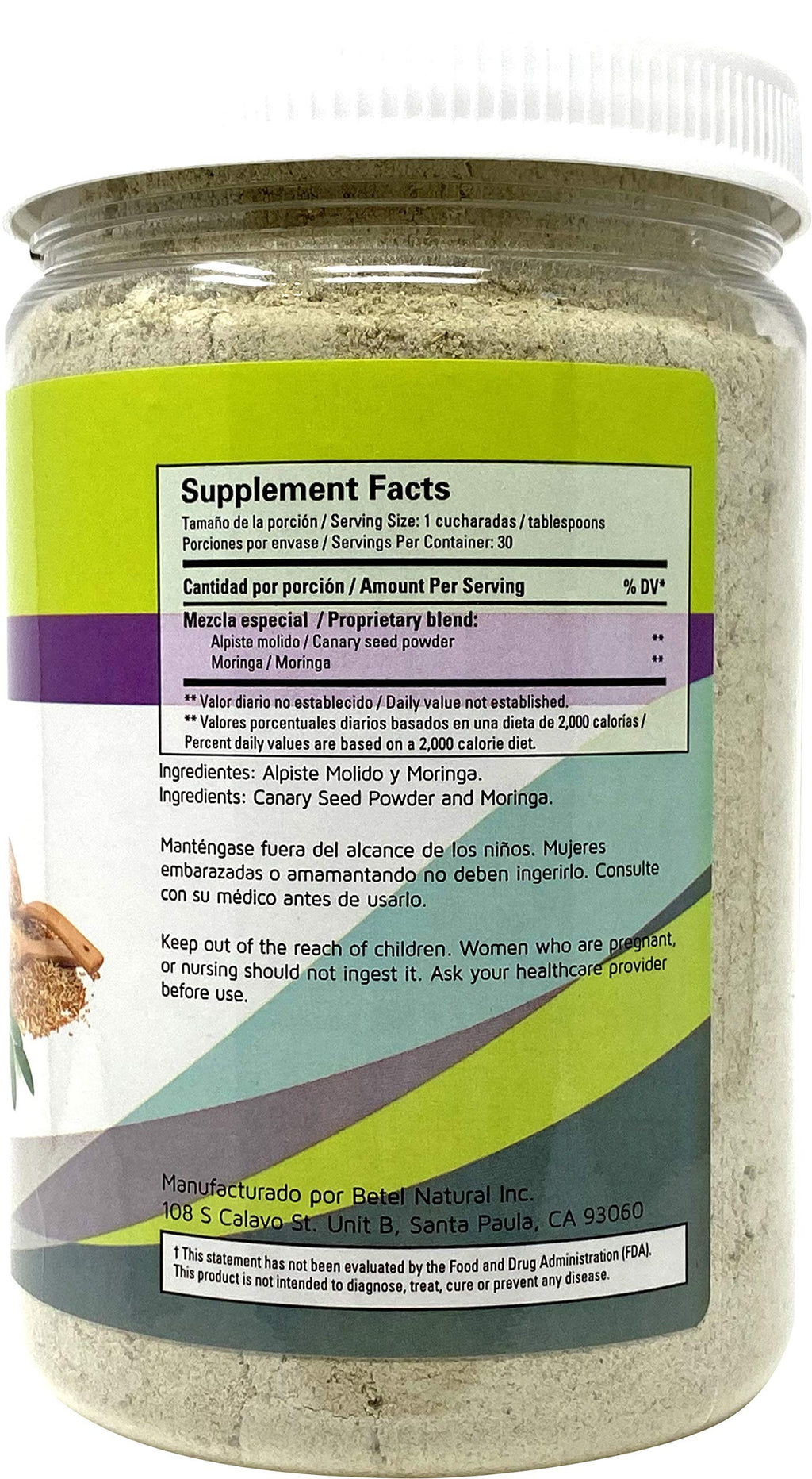 Betel Natural Leche de Alpiste with Moringa Powder - 16 Oz - image 2