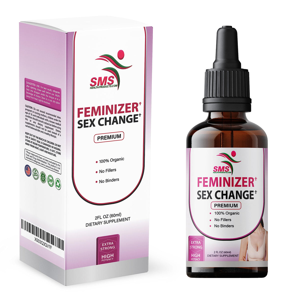 SMS Feminizer Pueraria Mirifica Drops Herbal Extract - 2 Fl Oz