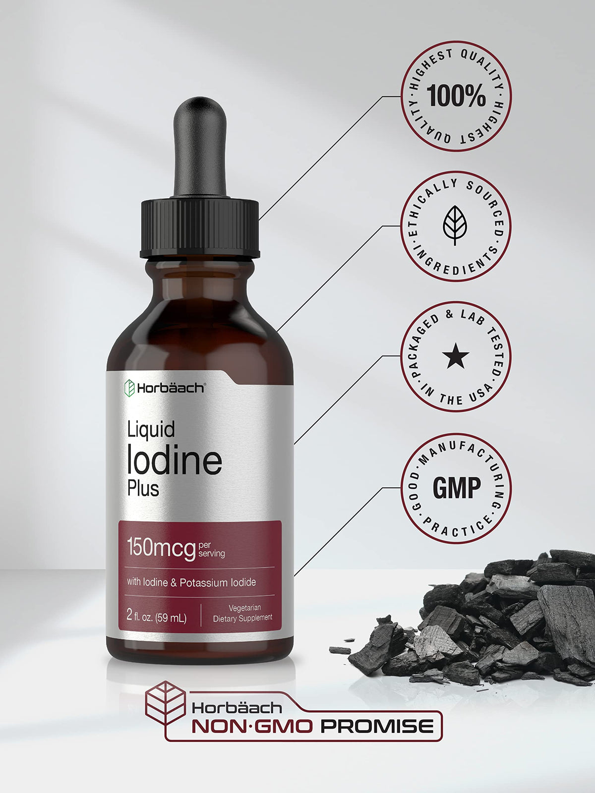 Horbäach Iodine Liquid Drops 150 mcg - 2 fl oz - image 5