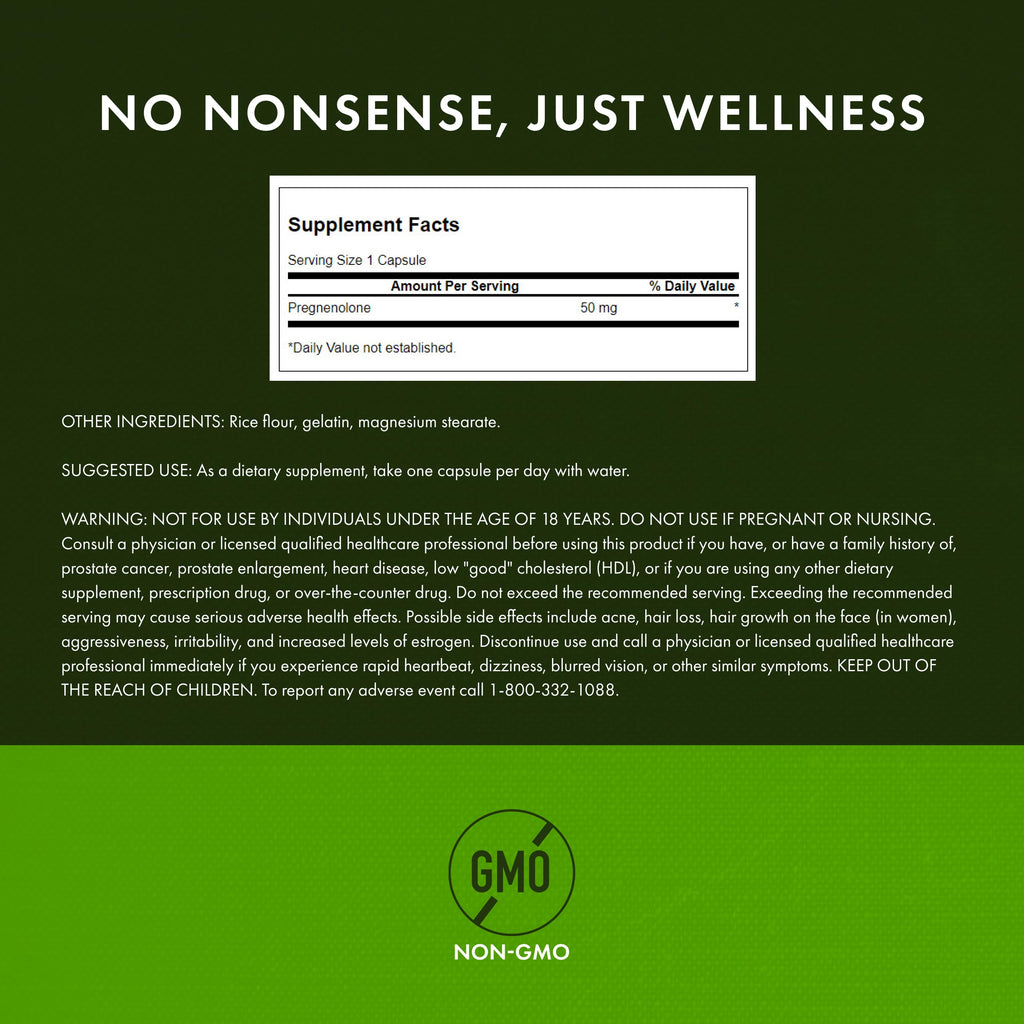 Swanson Super-Strength Pregnenolone 50 mg - 60 Capsules - image 3