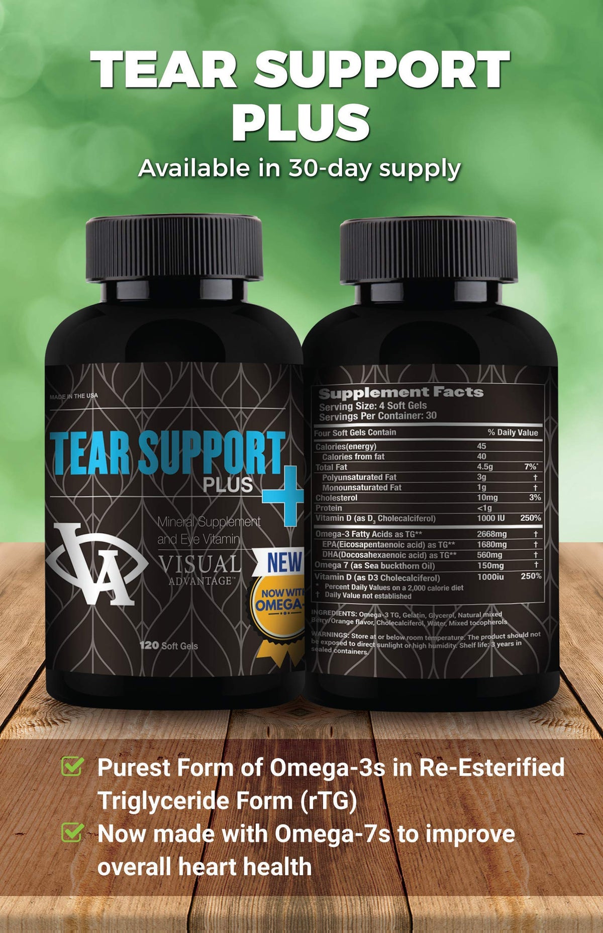 Visual Advantage Tear Support Plus for Dry Eyes - 120 Softgels - image 4