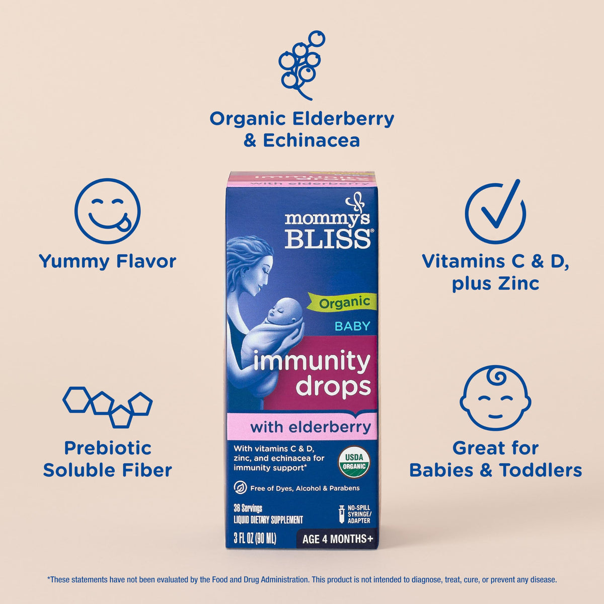 Mommy's Bliss Organic Baby Elderberry Drops Immune Support - 3 Fl Oz - image 3