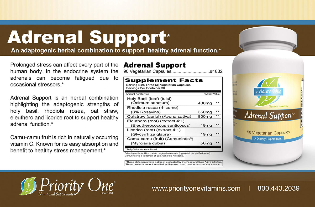 Priority One Adrenal Support Vegetarian Capsules - 90 Count - image 7