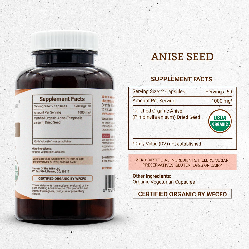 Secrets of the Tribe Anise Seed USDA Organic Capsules