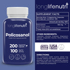LongLifeNutri Policosanol 100mg - 200 Vegetarian Capsules - image 2
