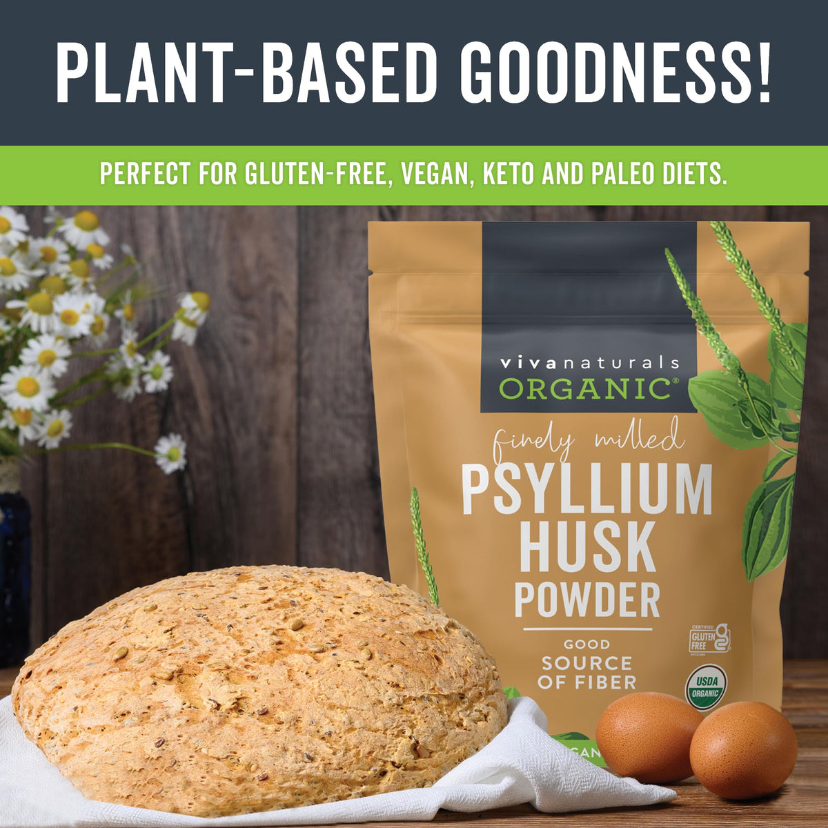 Viva Naturals Organic Psyllium Husk Powder - 24 oz - image 3