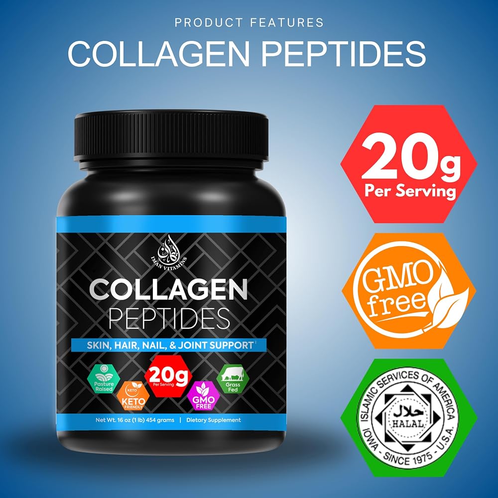 Iman Vitamins Halal Collagen Peptides Powder - 1 lb - image 2