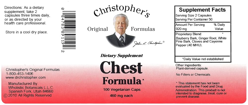 Christopher's Original Formulas Chest Formula - 100 Vegetarian Capsules - image 4