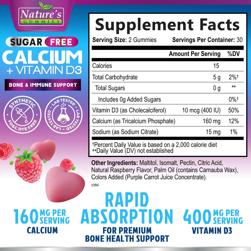 Nature's Nutrition Calcium Gummies - Sugar Free Calcium Gummy