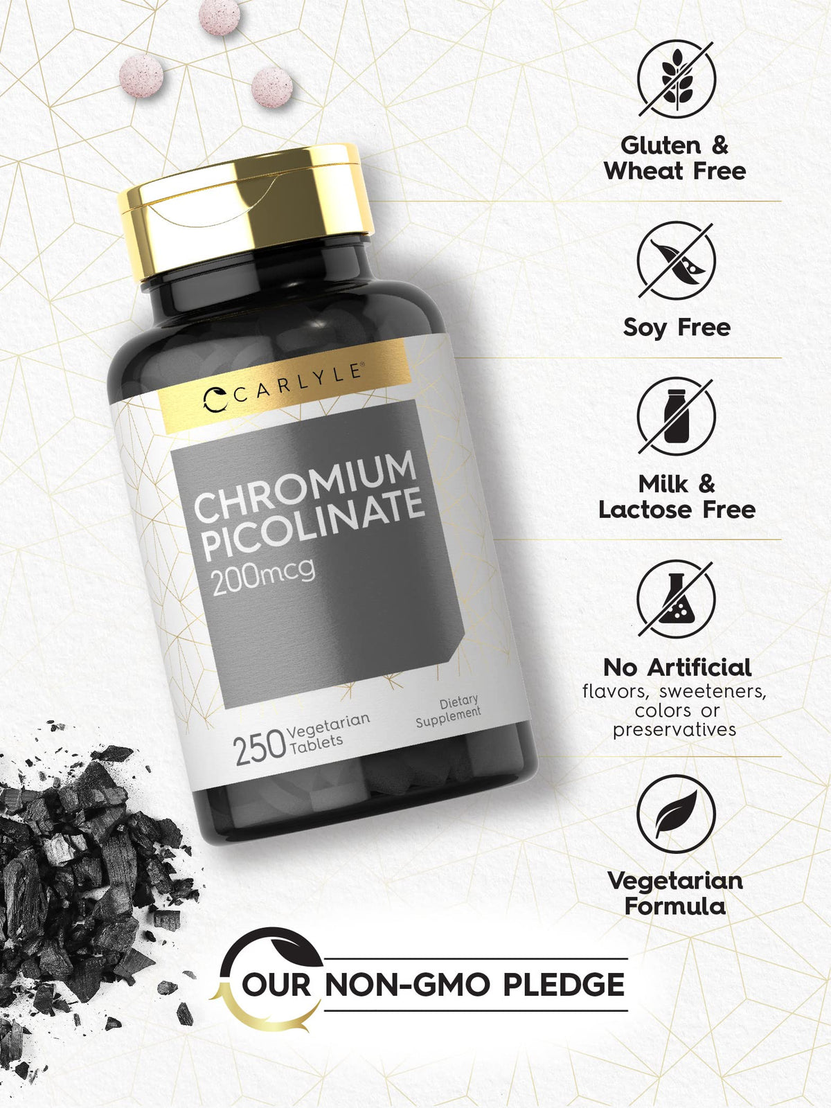 Carlyle Chromium Picolinate 200mcg - 250 Vegetarian Tablets - image 4